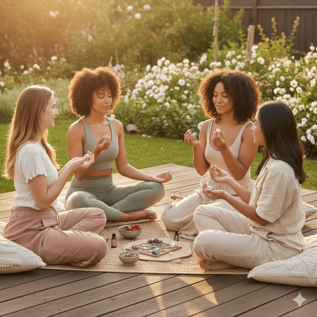 groupe de femmes prenant du temps pour soi