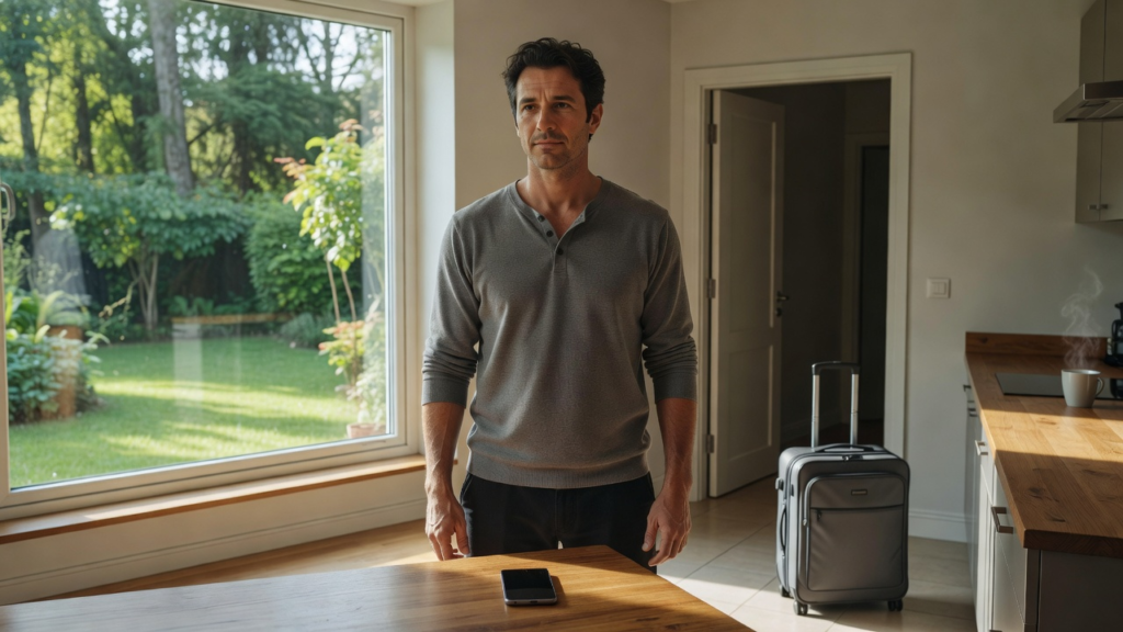 Pause calme pendant un séjour, sans liste ni écran, illustration d'un mental qui ralentit en vacances
