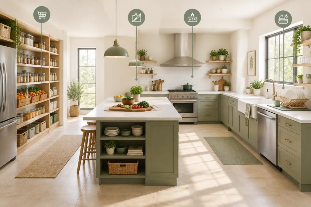 Cuisine fonctionnelle : placer 4 zones pour moins bouger