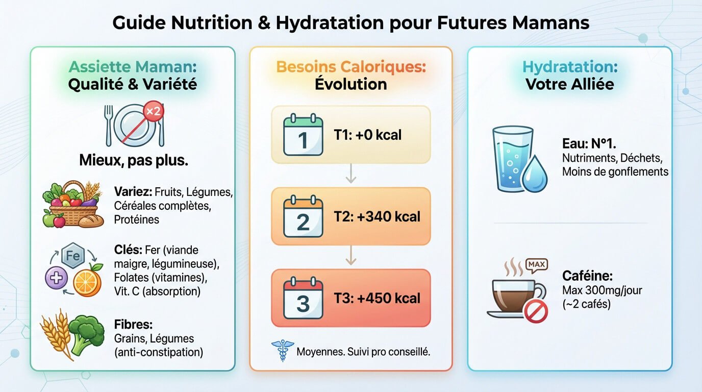 Guide visuel nutrition et hydratation pour le bien-être de la future maman
