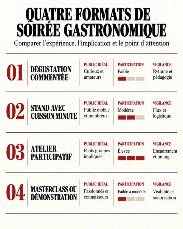 Formats de soirées conviviales autour de produits gastronomiques